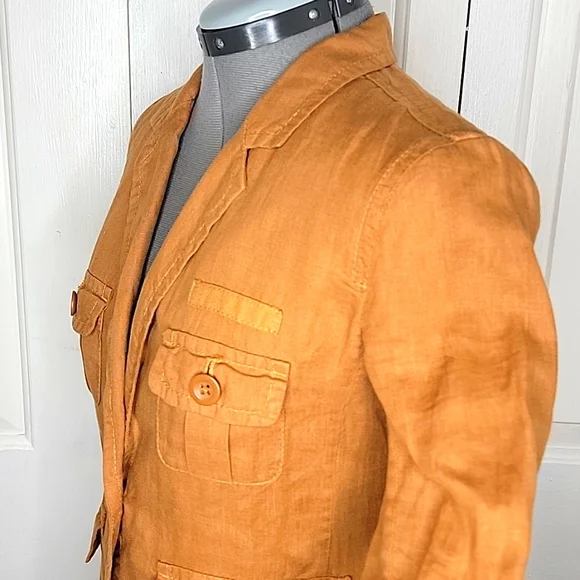 J.CREW Tan Linen Jacket Size 0 - Picture 3 of 6